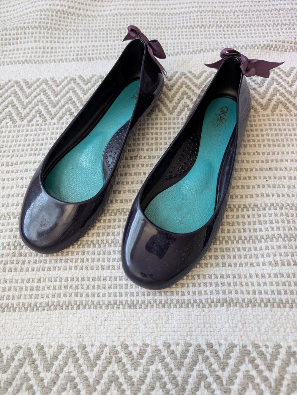 Oka-B purple jelly ballet flats with bow
